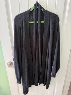 Aerie Black Open-Front Knit Cardigan Sweater